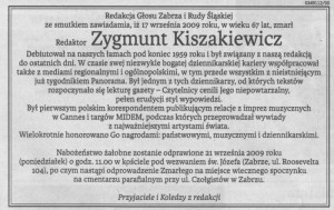 Nekrolog Zygmunta Kiszakiewicza 