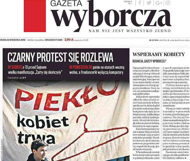 Okładka środowego wydania GW