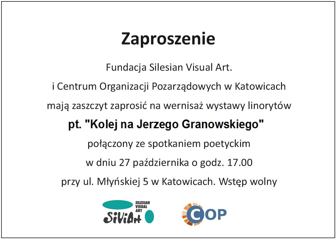 Zaproszenie na wystawę linorytów Jerzego Granowskiego
