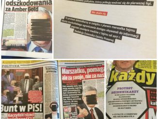 Zamazane twarze polityków w piątkowym wydaniu "Fakt"-u