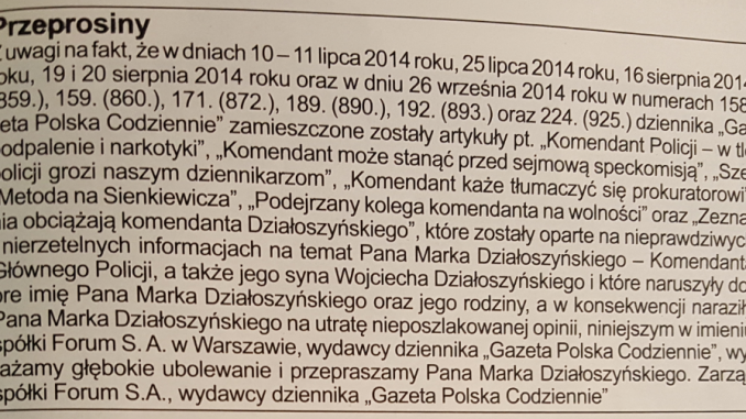 Tekst przeprosin GPC