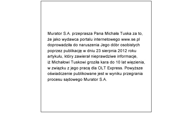 Przeprosiny Michała Tuska w SE