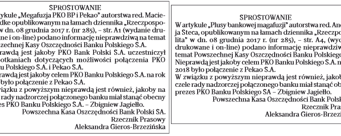 Opublikowane w Rzeczpospolitej sprostowanie