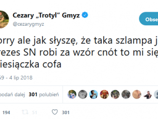 Cezarego Gmyza wpis na Tweeterze