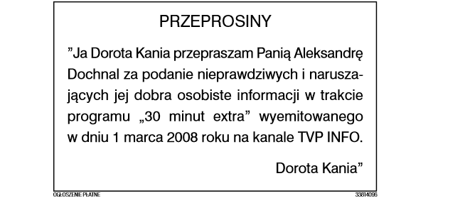 Przeprosiny Doroty Kani