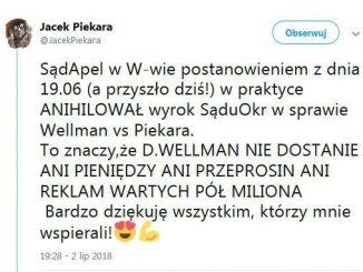 Tweet Jacka Piekary