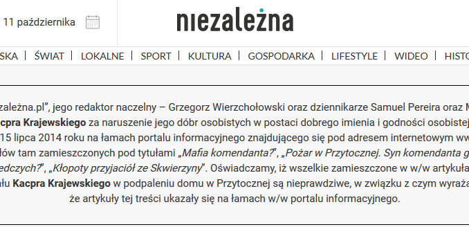 Niezaleznapl przeprosiny Kacper Krajewski