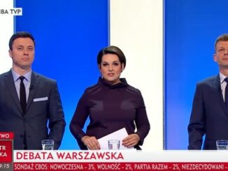 Debatę kandydatów na prezydenta Warszawy poprowadzili Edyta Lewandowska z TVP, Igor Sokołowski z TVN 24 i Piotr Witwicki z Polsat News