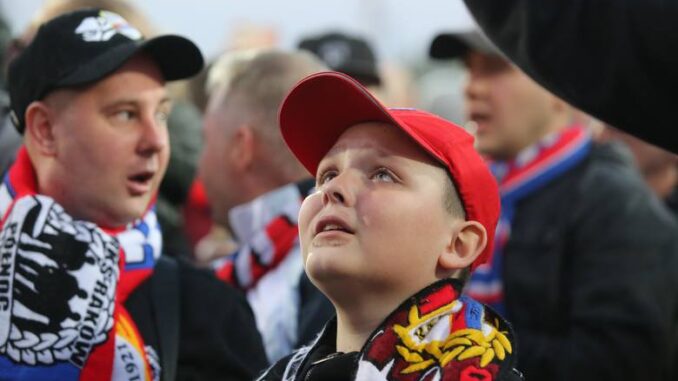 Feta na stadionie po wejściu Wejście Rakowa Częstochowy do Ekstraklasy