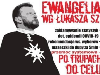 Plakat krytykujący ministra Łukasza Szumowskiego