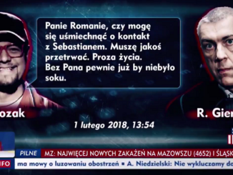 Grafika w TVP Info z fragmentem rozmów Romana Giertycha i Mariusza Kozaka-Zagozdy