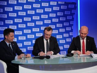 Podpisanie porozumienia TVP i MSZ dotyczącego TVP Wilno, marzec 2019 r.