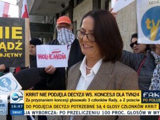 Rzecznik KRRiT Teresa Brykczyńska i zwolennicy TVN