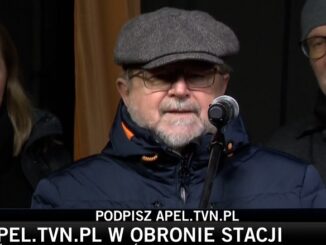 Edward Miszczak na manifestacji przeciw "lex TVN"