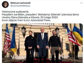 Mateusz Lachowski z Polsat News zamieścił na Twitterze zdjęcie z Kijowa opublikowane przez Associated Press