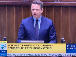 - Partyjna telewizja, tak zakłamana jak jest obecnie, nie powinna istnieć - mówił, prezentując założenia ustawy, Rafał Trzaskowski, prezydent Warszawy