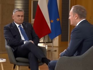 Marek Czyż podczas wywiadu z Donaldem Tuskiem