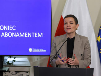 Marta Cienkowska, szefowa resortu kultury, podczas prezentacji założeń nowej ustawy medialnej